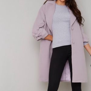 Chi Chi London Dillon coat bow sleeve lavender NWT